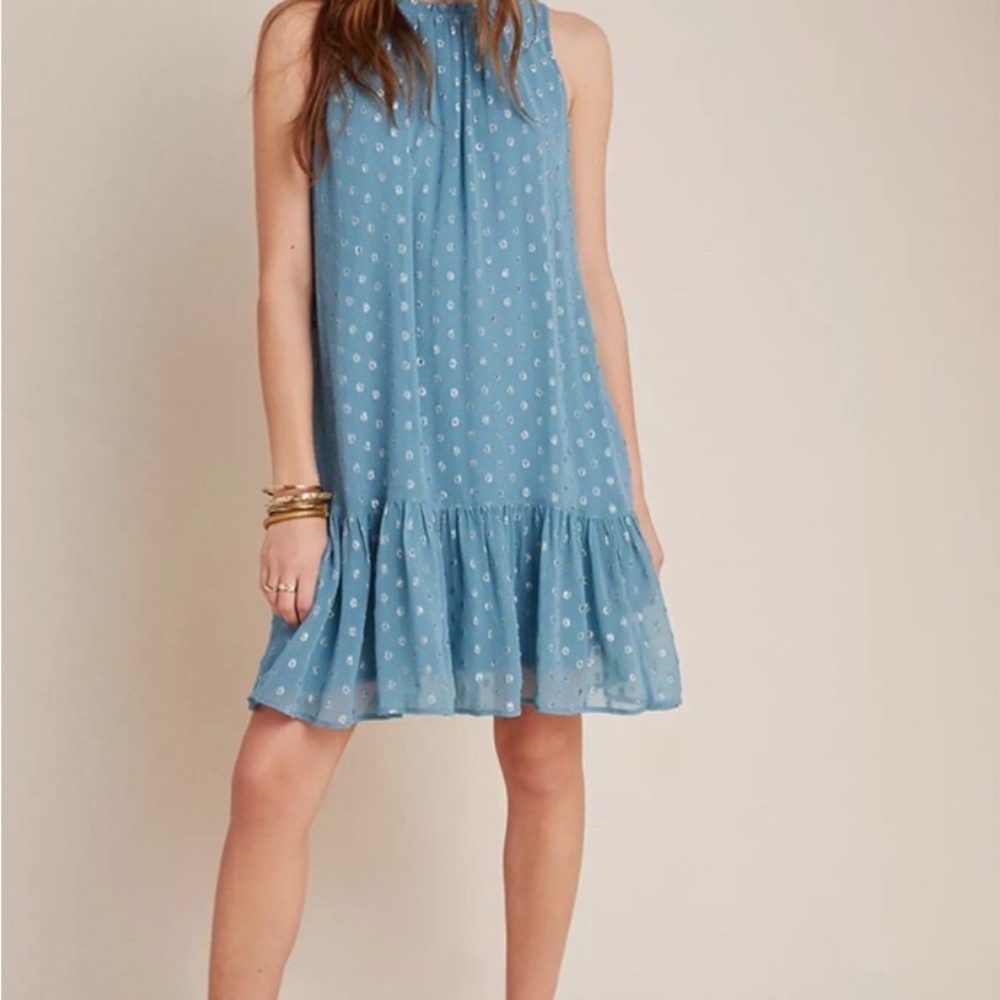 Anthropologie Robins Egg Blue Sleeveless Dress